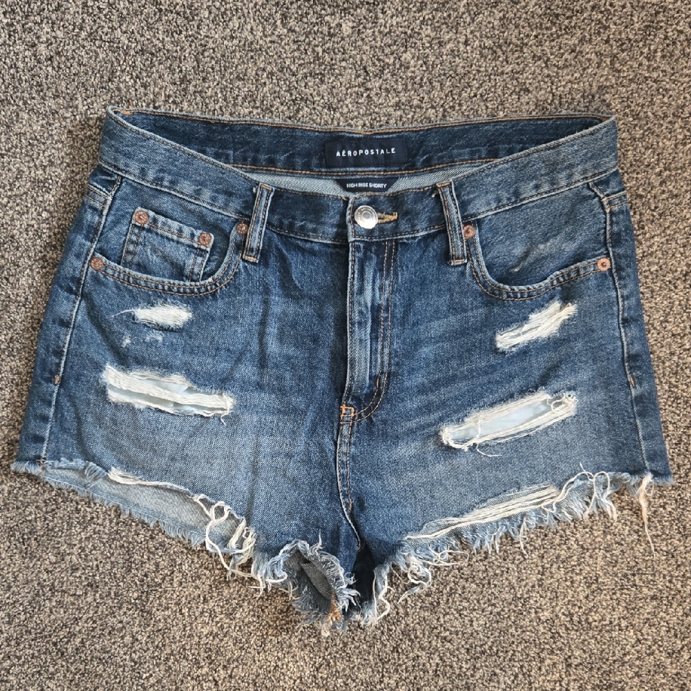 Aeropostale Blue Distressed Jean Shorts